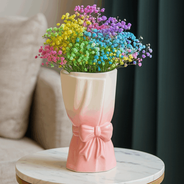 Ribbon Bow Ceramic Tabletop Flower Vase