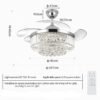 Melody Glow Crystal LED Ceiling Fan Speaker Lamp