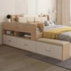 Hidden Compartment Lift-Up Storage Bookshelf Platform Bed