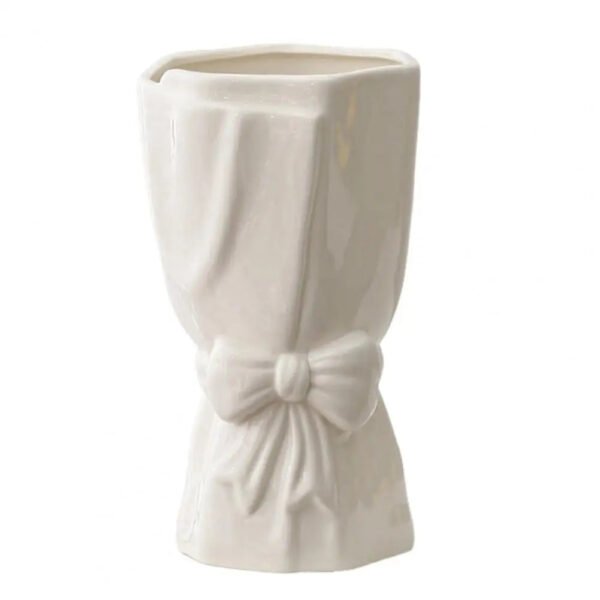 Ribbon Bow Ceramic Tabletop Flower Vase