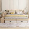 Hidden Compartment Lift-Up Storage Bookshelf Platform Bed