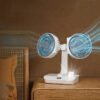 Adjustable Double-Head Portable Table Fan Night Lamp