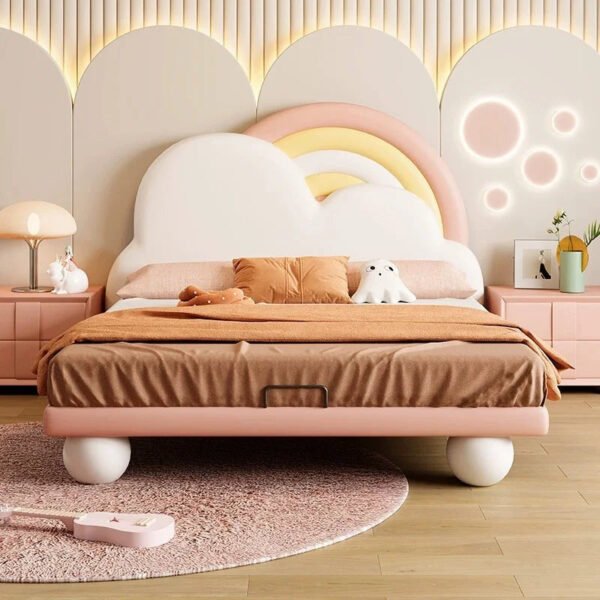 Sky Cloud Glow Soft Frame Rainbow Kids Bed